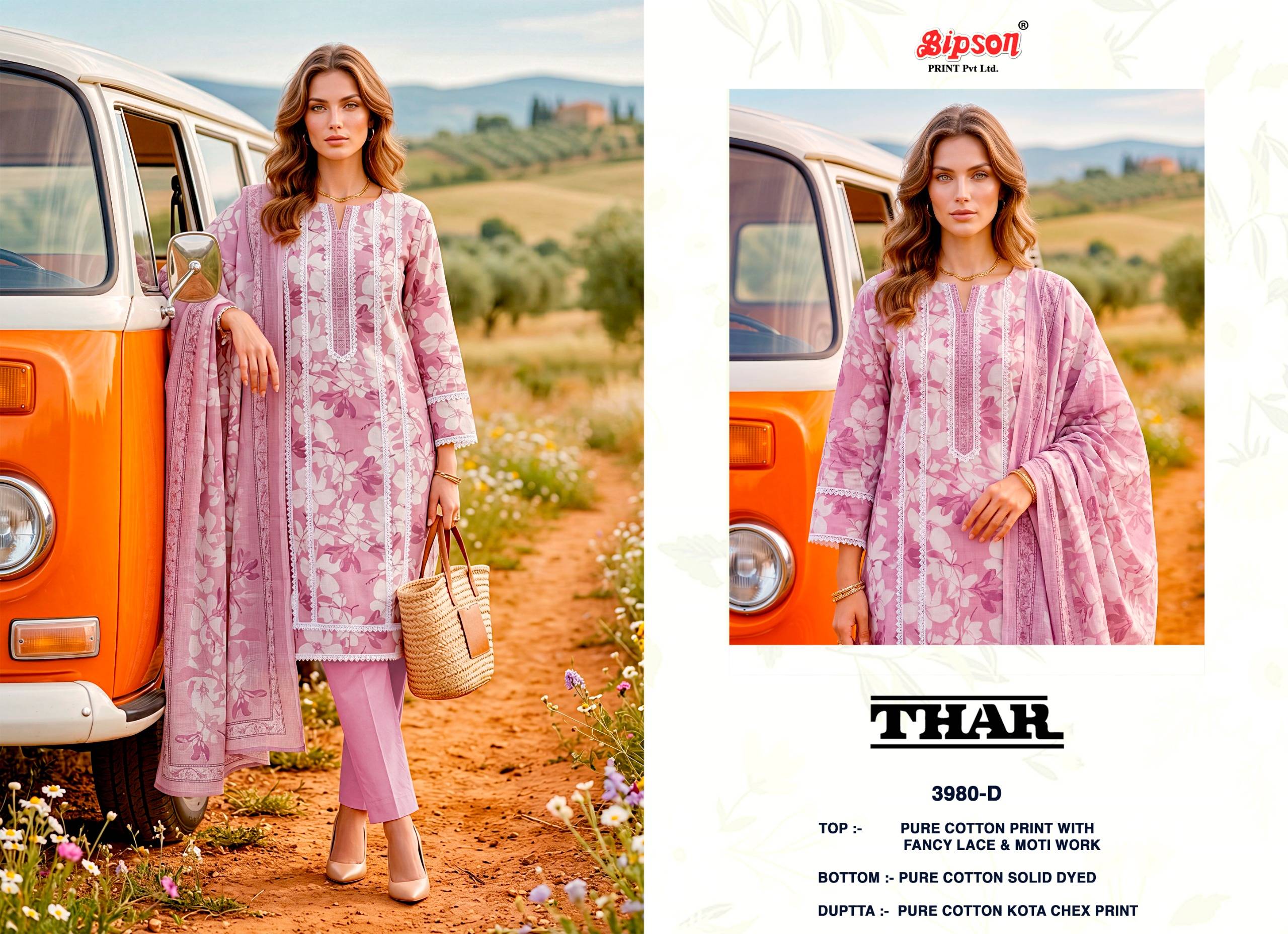 THAR - 3980 Series By BIPSON PRINTS Stylish Beautiful Colourful Pure Cotton Dresses At Wholesale Price